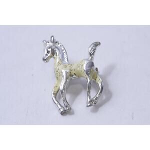 Silver-White Horse Brooch, Animal, Little Pin, Eye-catching, Vintage, Jewelry,